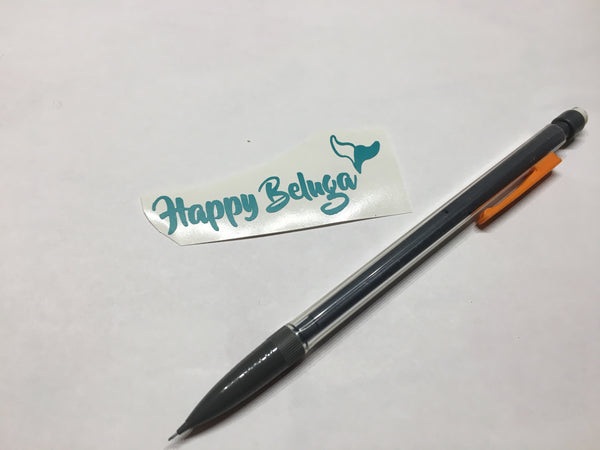 Happy Beluga Sticker - Small - Turquoise Vinyl