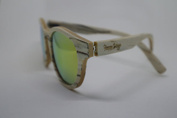 Sei Wood Sunglasses, Happy Beluga, side, wood sunglasses, wooden sunglasses, sunglasses Canada, white sunglasses