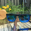 The Big Blue Bamboo Sunglasses - Happy Beluga - Front - recycled plastic sunglasses