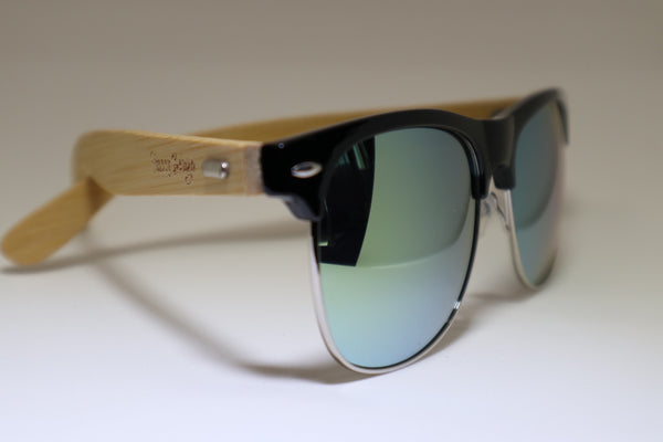 The Orca Bamboo Sunglasses - Happy Beluga - left - recycled plastic sunglasses - bamboo sunglasses