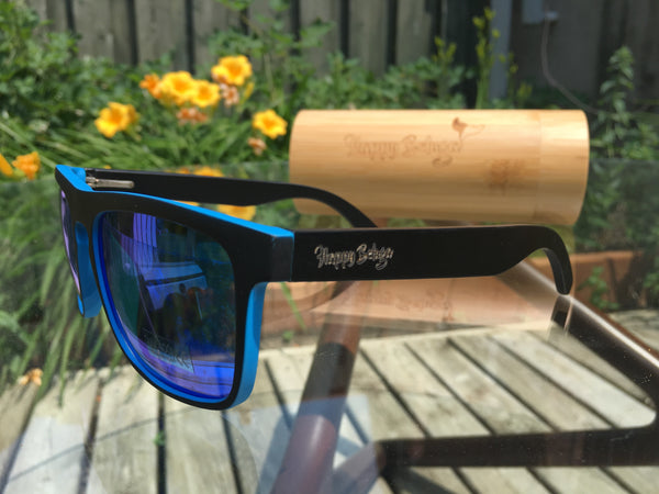 The Big Blue Bamboo Sunglasses - Happy Beluga - Left - recycled plastic sunglasses